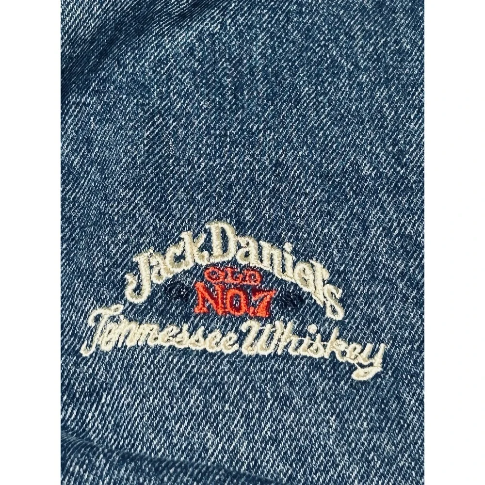 Jack Daniels Denim Varsity Jacket Bomber Medium FLAWLESS Collectors 90s VINTAGE